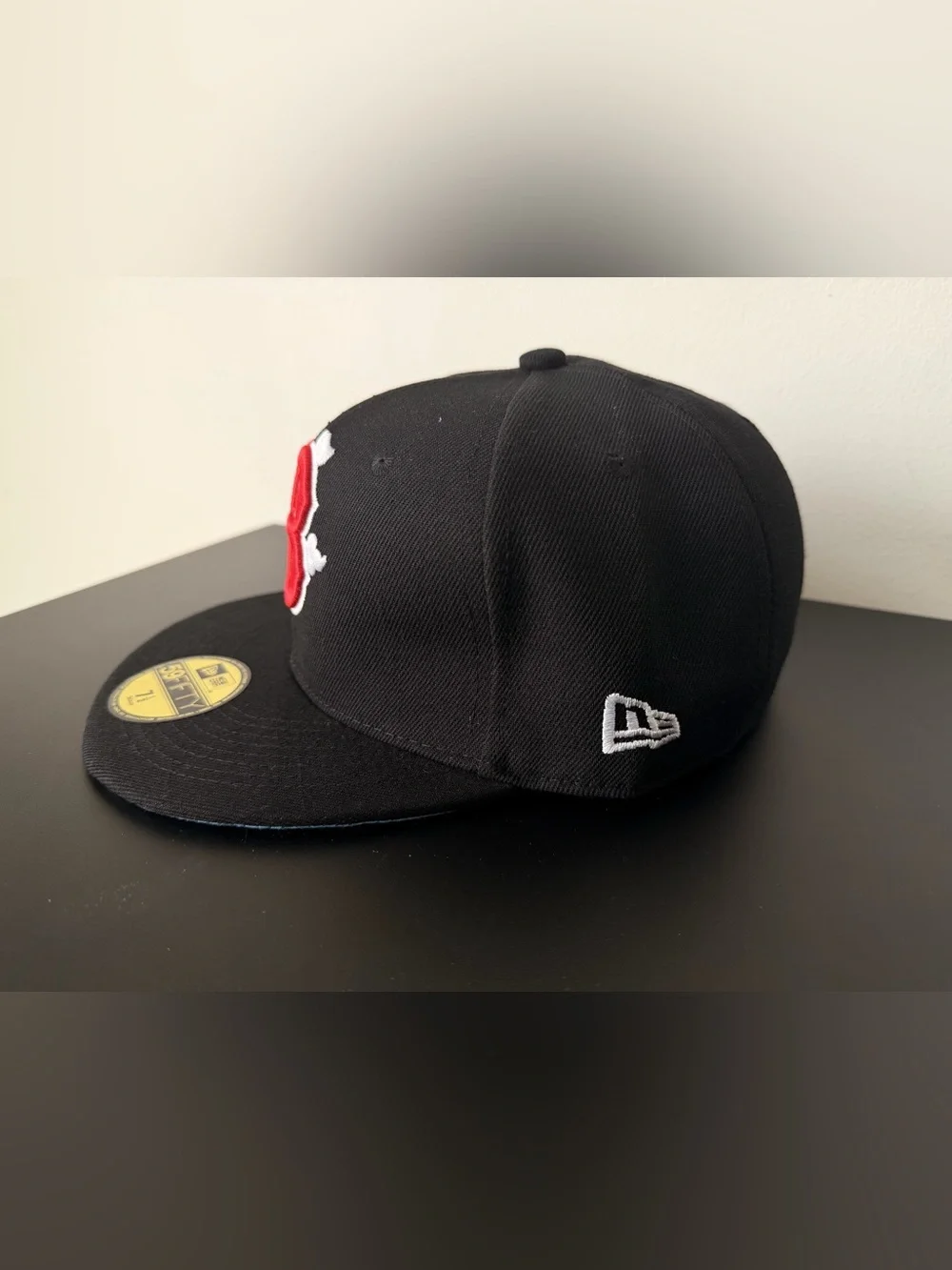 New Era Black and Red Boston 'B' Fitted Cap